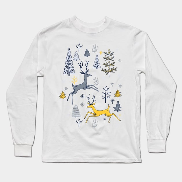 Cute Cartoon Reindeer Long Sleeve T-Shirt by SWON Design